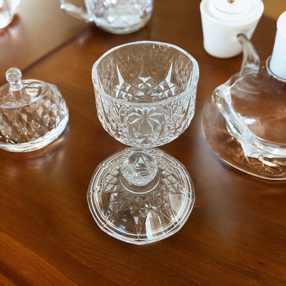 Vintage Cristal d’Arques of Paris lead Crystal Longchamps sugar bowl with lid - Picture 3 of 4